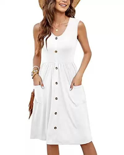 Women's Button Down Casual Summer Dress with Pocket