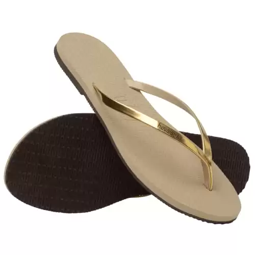 Havaianas Women's You Metallic Flip Flop - Metallic Summer Sandals for Women - Golden Sand, 6
