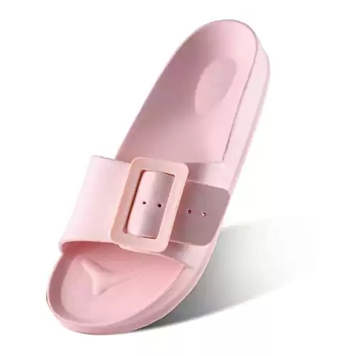 Telifor Womens Shower Bathroom-Slides-Sandals, Comfort Quick Dry Beach Sandals Adjustable-Eva-Buckle Slip on Slides Lightweight Waterproof-Summer-Slippers for Bath Pool House