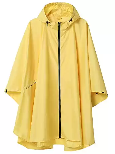 Unisex Rain Poncho Raincoat Hooded for Adults Women with Pockets(Yellow)