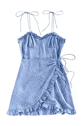 Women Tied Shoulder Spaghetti Strap Mini Dress