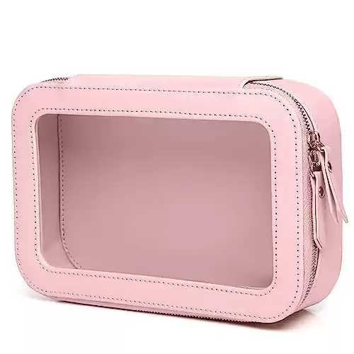 Clear and Waterproof Makeup Bag (Pink)