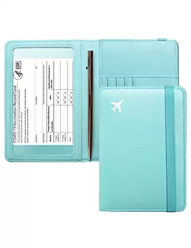 Turquoise Passport and Vaccine Card Holder Combo