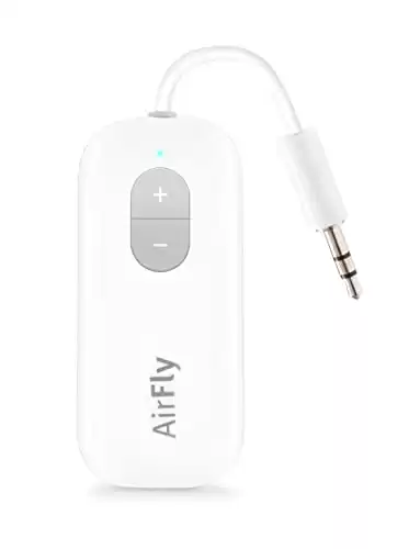 Twelve South AirFly SE, Premium Bluetooth Wireless Audio Transmitter for AirPods or Wireless Headphones - Use with Any 3.5 mm Audio Jack for In-Flight, TV, Gym and Tablets