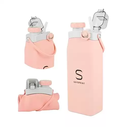 Collapsible Water Bottle - BPA Free Silicone Foldable Travel Water Bottle