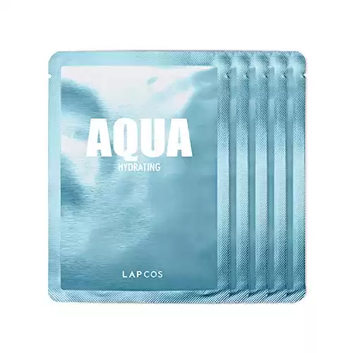 LAPCOS Aqua Sheet Mask, Hydrating Daily Face Mask with Seawater and Plankton Extract, 5-Pack