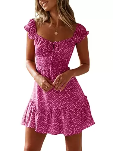 Women's Summer Ruffle Sleeve Sweetheart Neckline Mini Dress