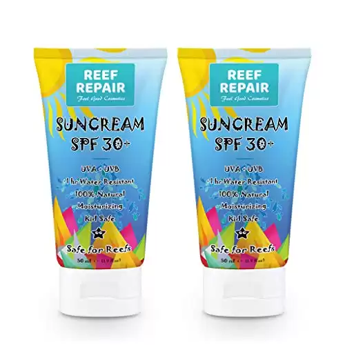 Reef Safe Sunscreen SPF 30+ (2 Pack) - Coral Friendly Mineral Sunblock, 1.7oz