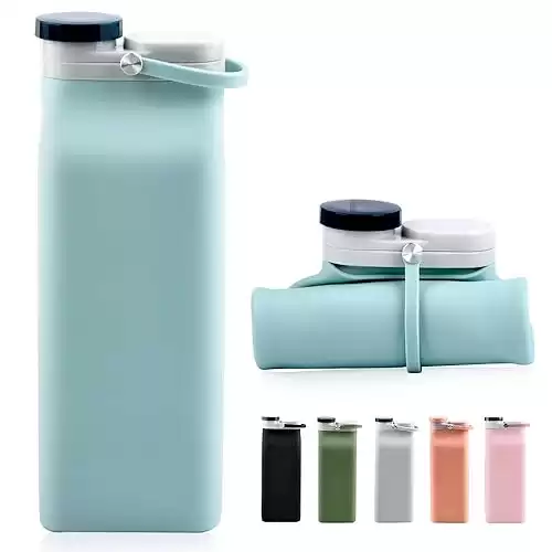 Collapsible Water Bottle BPA Free - 20 oz Foldable