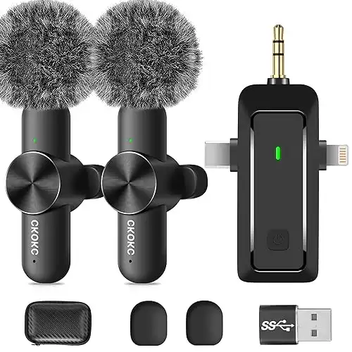 GRTPRTS Wireless Lavalier Microphone for iPhone, Android