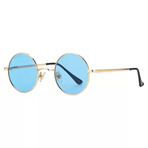 Polarized Round Sunglasses (Gold/Clear Blue)