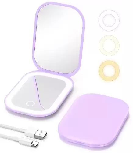Lighted Travel Makeup Mirror with Magnification