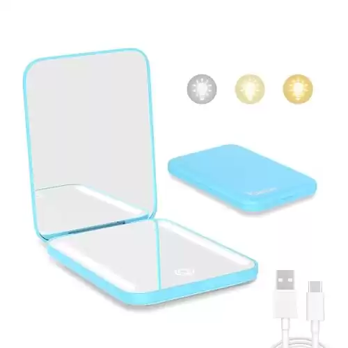 Rechargeable Pocket Mirror, Magnification with Light