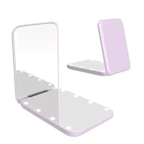 Compact Handheld Magnifying Mirror with Light