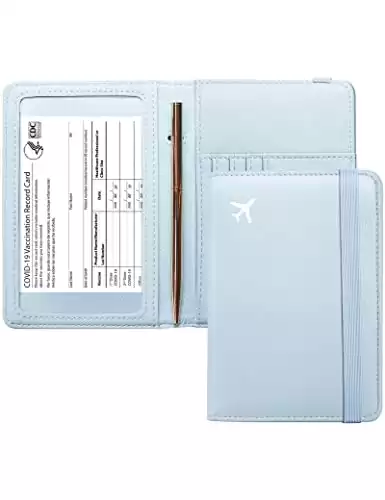 Passport Holder Travel Wallet with Vaccine Card Organizer