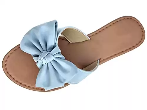 Tiara Slip On Sandal Slide Flat with Knot Bow