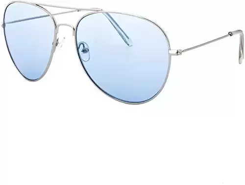 Classic Oversized Aviator Frame Silver/Blue