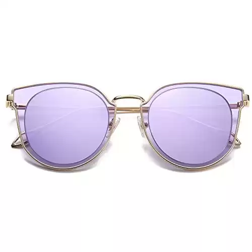 Polarized Sunglasses with Gold Frame/Purple Mirrored