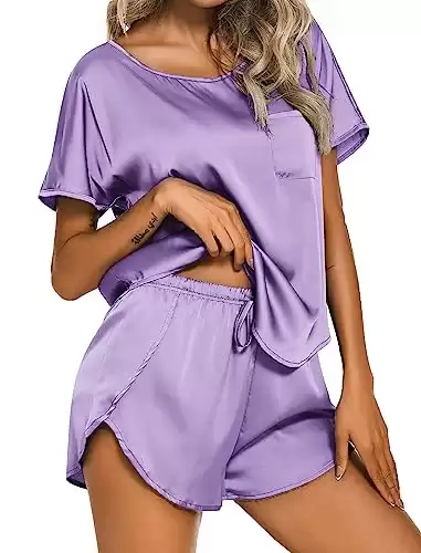 Short Sleeve Satin Pajama Set