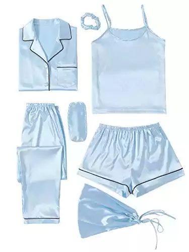 Pajamas Set 7pcs Satin Sleepwear