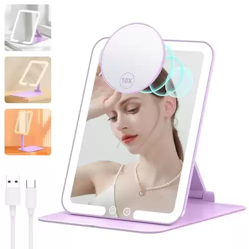 Rechargeable Travel Makeup Mirror with 10X Magnifying