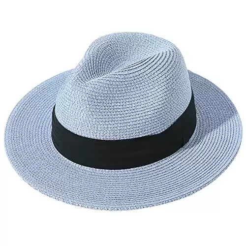 Wide Brim Straw Roll Up Panama Hat UPF50+