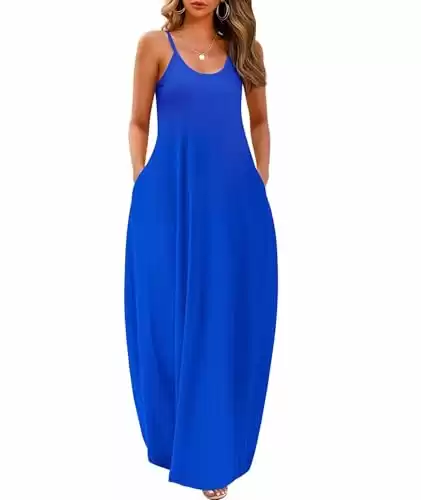 Long Summer Beach Maxi Dress with Pockets