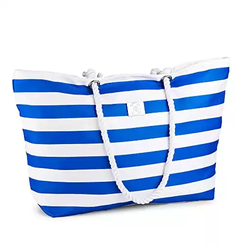 Bag&Carry Large Waterproof Striped Tote Beach Bag