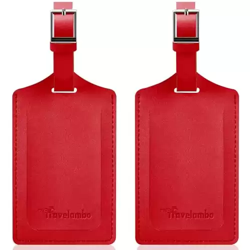 Faux Leather Luggage Tags, 2 Pack Bag Tags