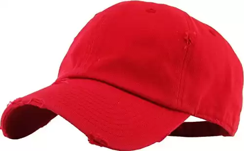 Washed Cotton Baseball Cap, Red