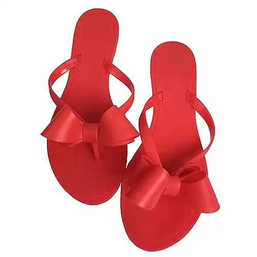 Women Jelly Bow Flip-Flops Flat Sandals