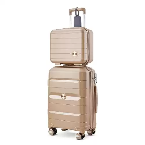 Somago 20" Carry On Luggage and 14" Mini Cosmetic Cases Travel Set