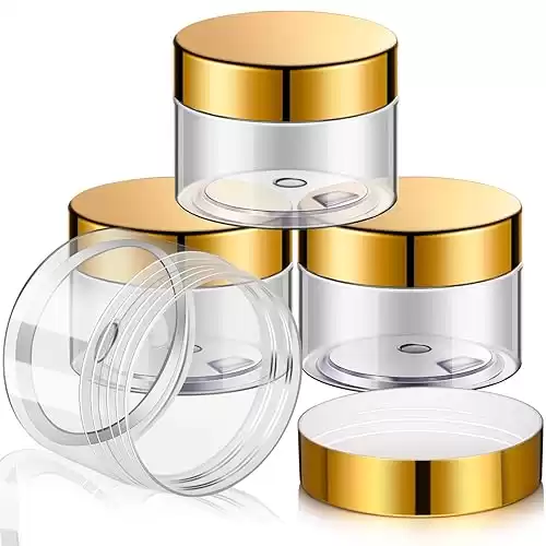 4 Pieces Round Clear Wide-Mouth Leak Proof Plastic Container Jars with Lids for Travel