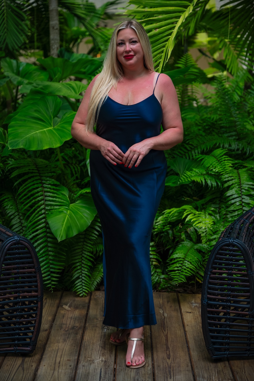 Quince - 100% Washable Silk Maxi Slip Dress in Navy
